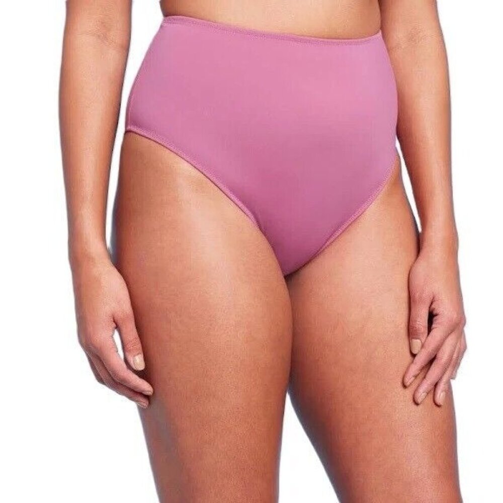 Shade & Shore Size Small 4-6 Mauve Pink High Waist Bikini Swim Bottoms